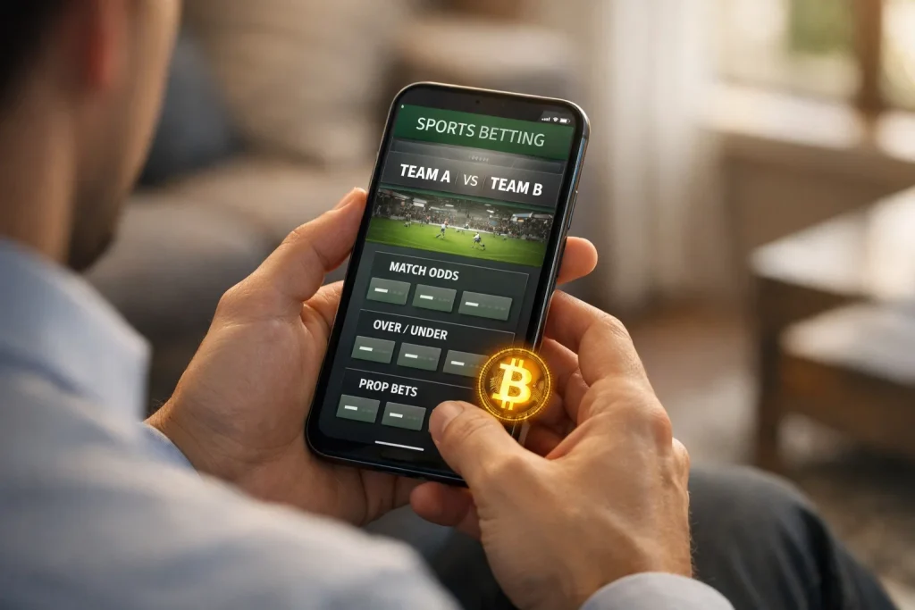 Application mobile paris sportifs crypto sur smartphone